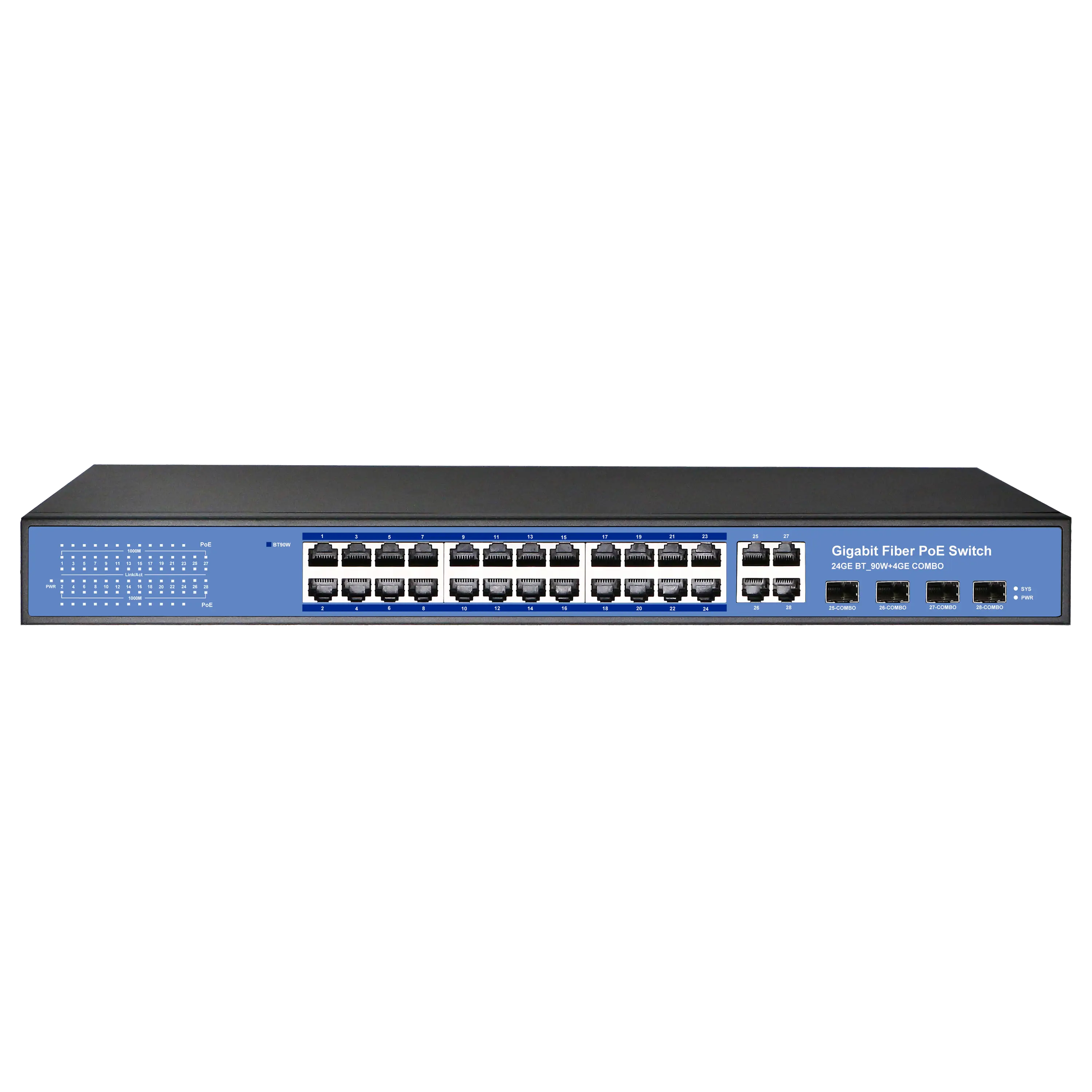 PoE++ switch with 24 ports poe bt with uplink 4 Ports gigabit Combo(SFP/RJ45) network