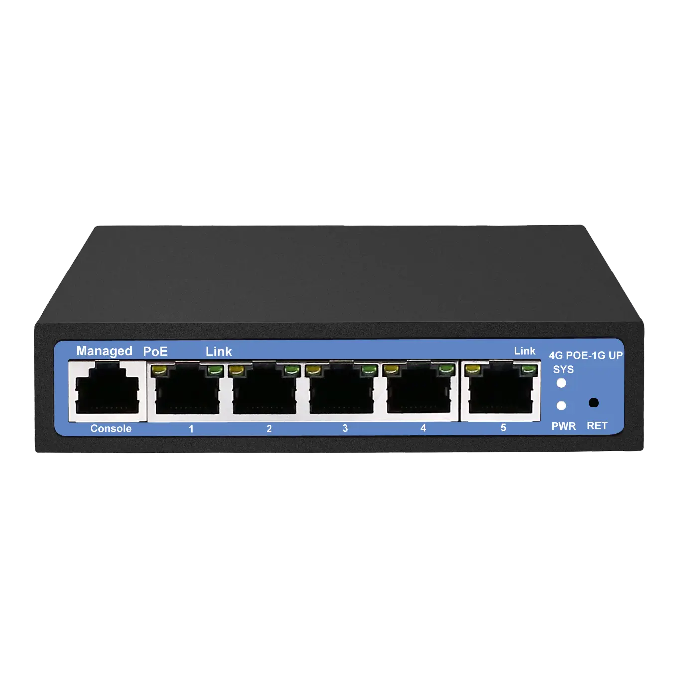 4 Ports full gigabit PoE switch with 1 Port gb ethernet layer 2 network management