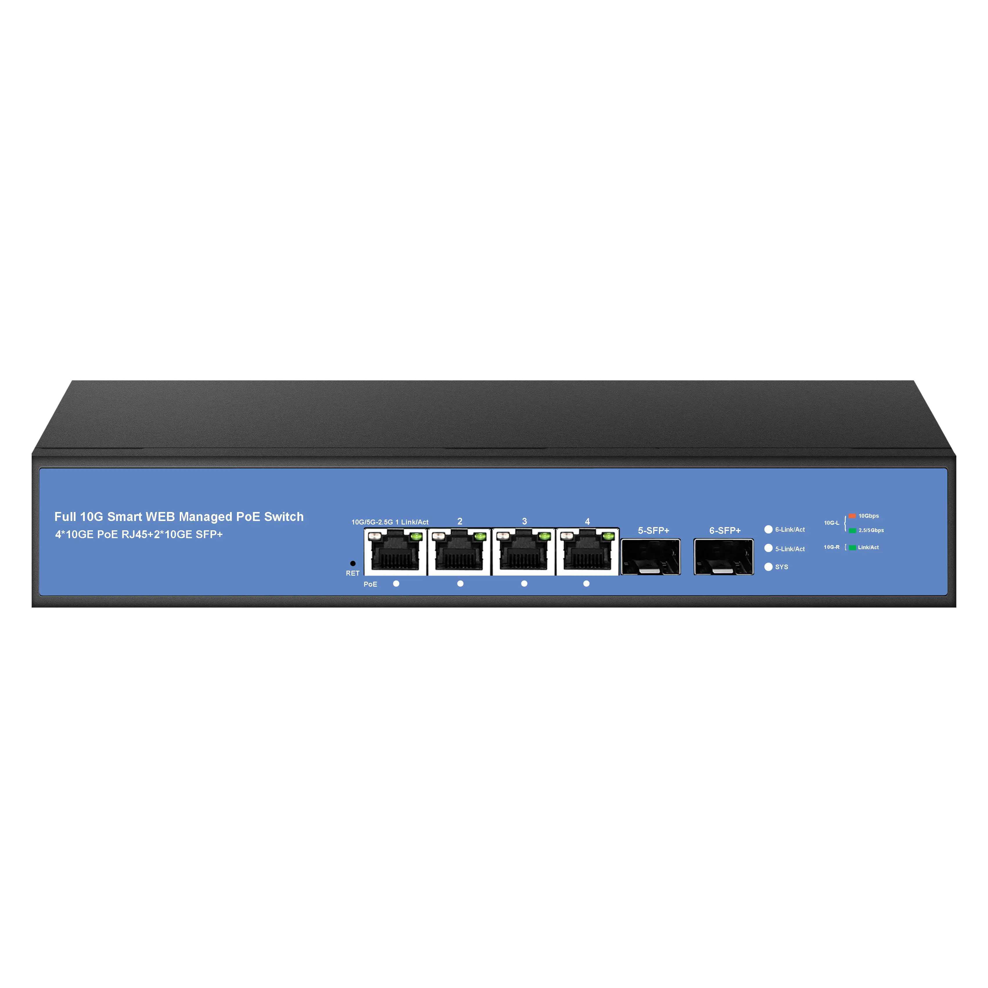 10 gb ethernet switch poe network switch 4 port 10g rj45 and 2 port 10 gigabit SFP+ smart web