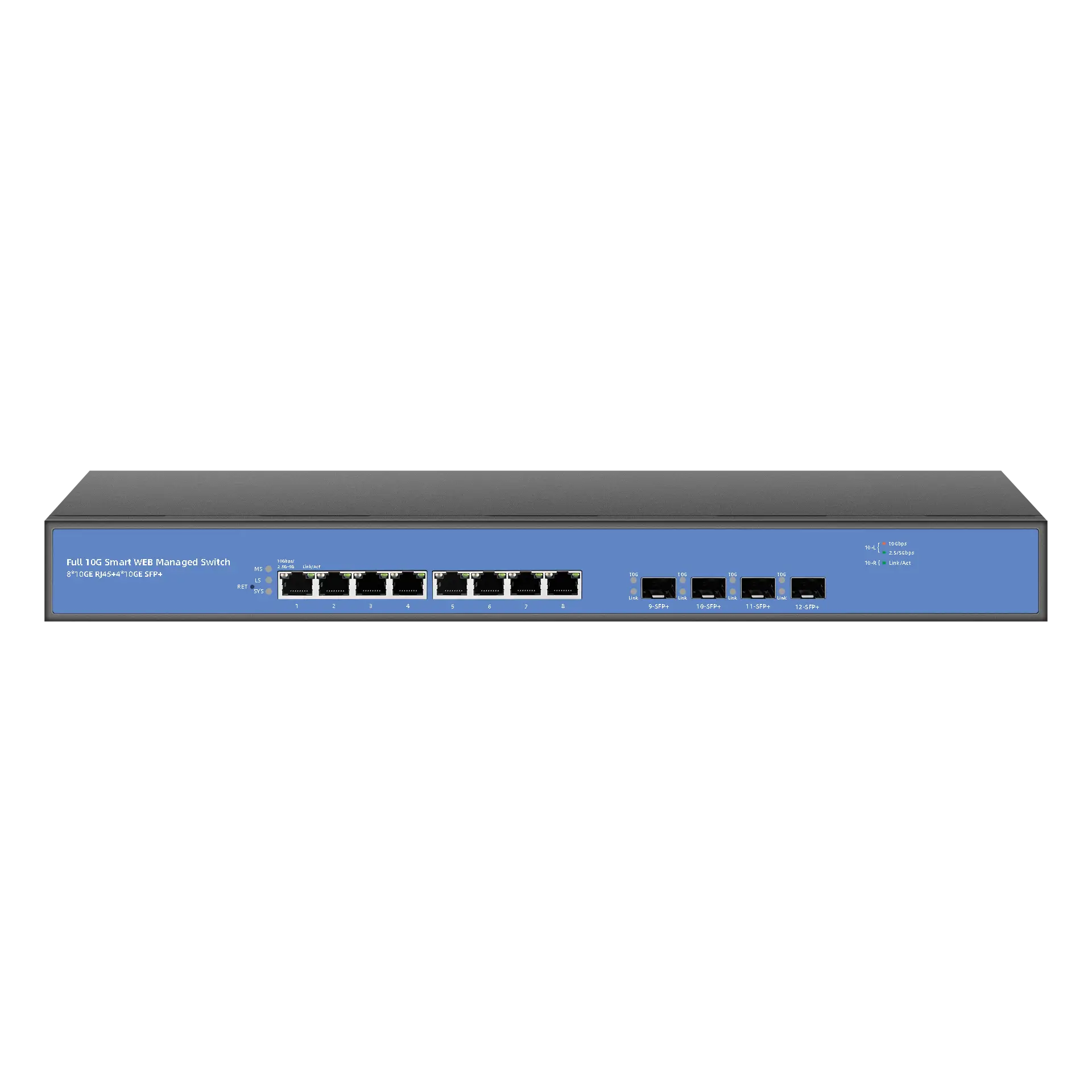 12 Port Fiber Network Switch Web Management 8x10G RJ45 4x10G SFP+