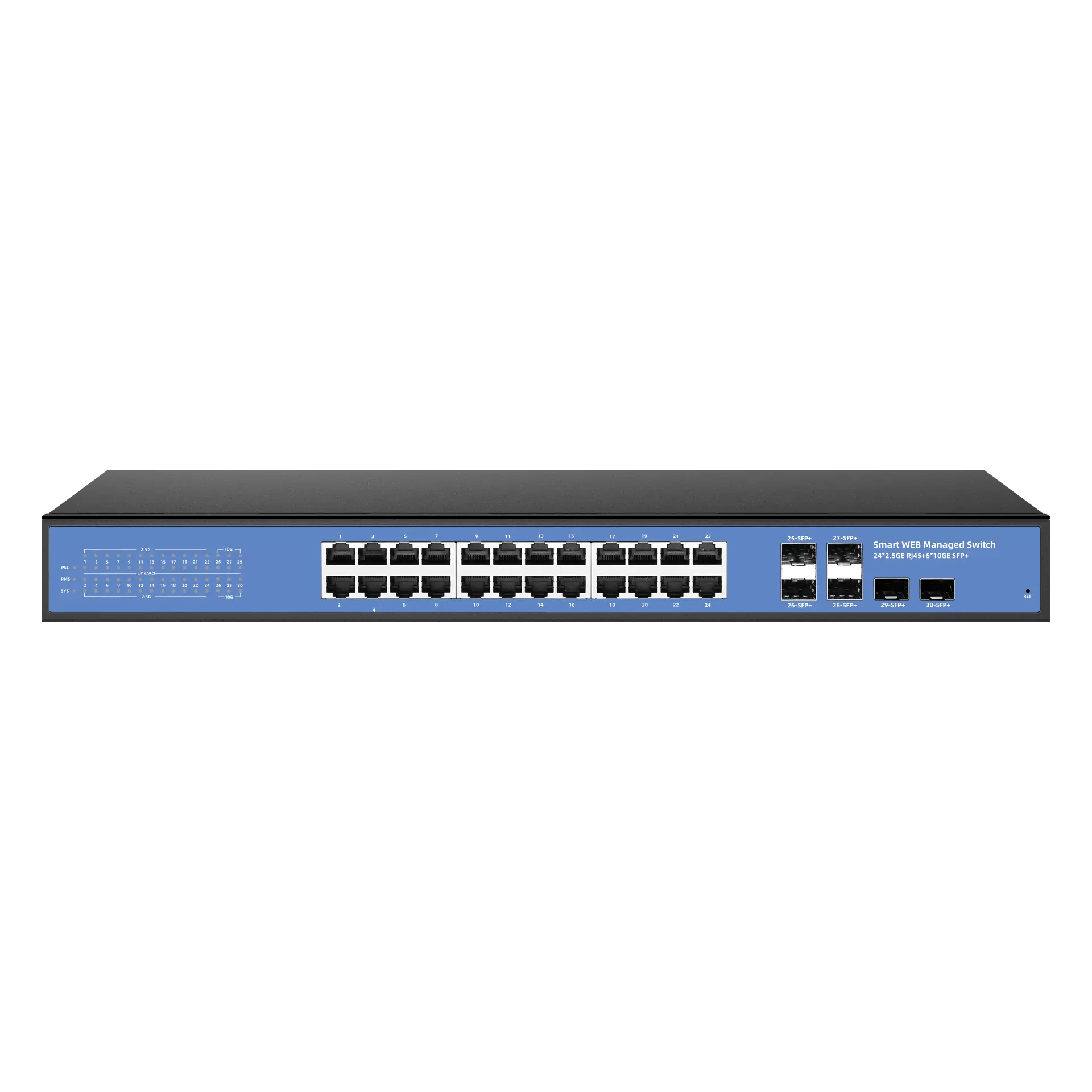 24 port Web Managed Ethernet Switch 24x1G RJ45 ports 6x10G SGP+ ports