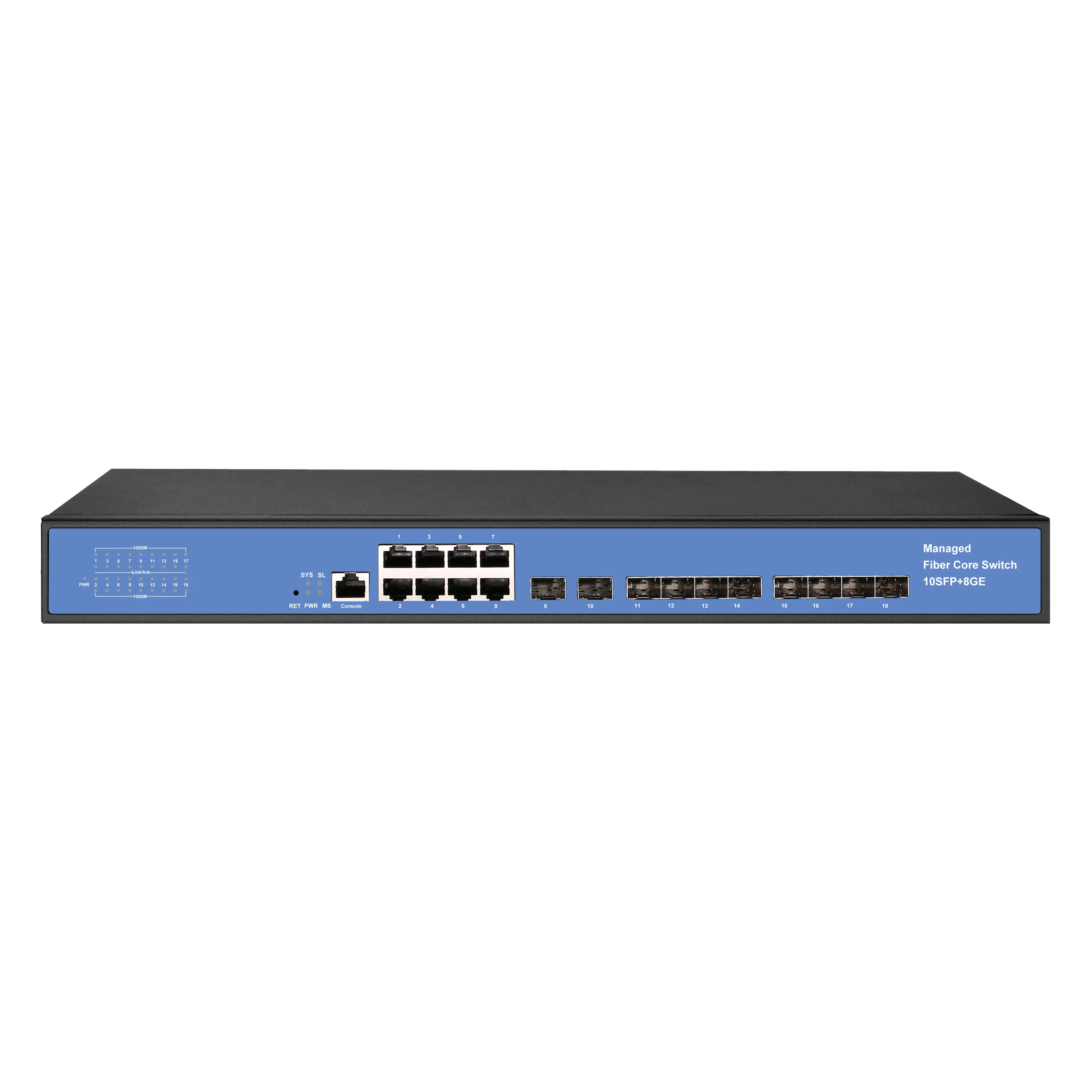 L2 Managed Ethernet Network Switch, X1550-10S8T, 10x1G SFP, 8x10/100/1000M RJ45