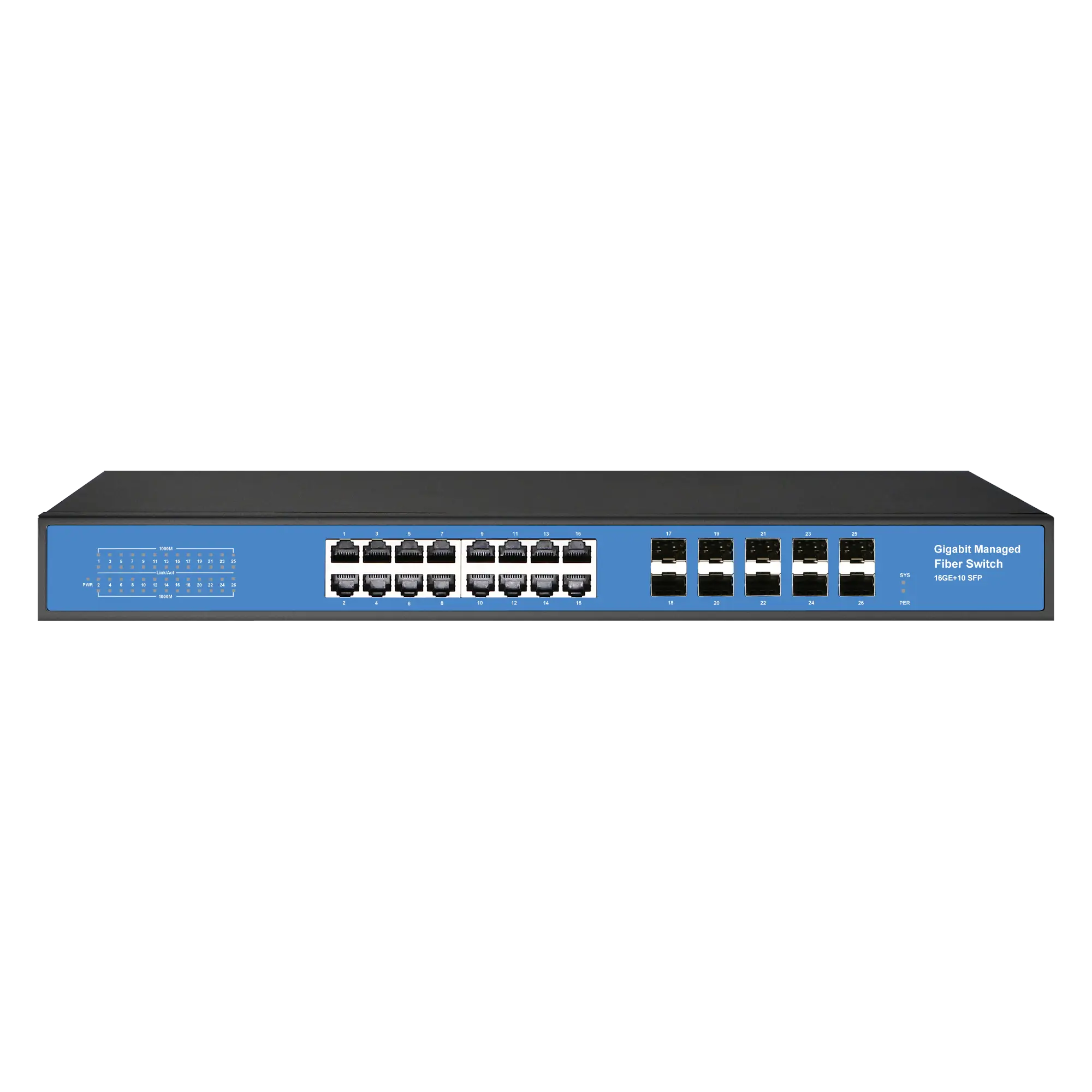 L2 Managed Ethernet Network Switch, X1550-16T10S, 16x10/100/1000M RJ45, 10x1G SFP