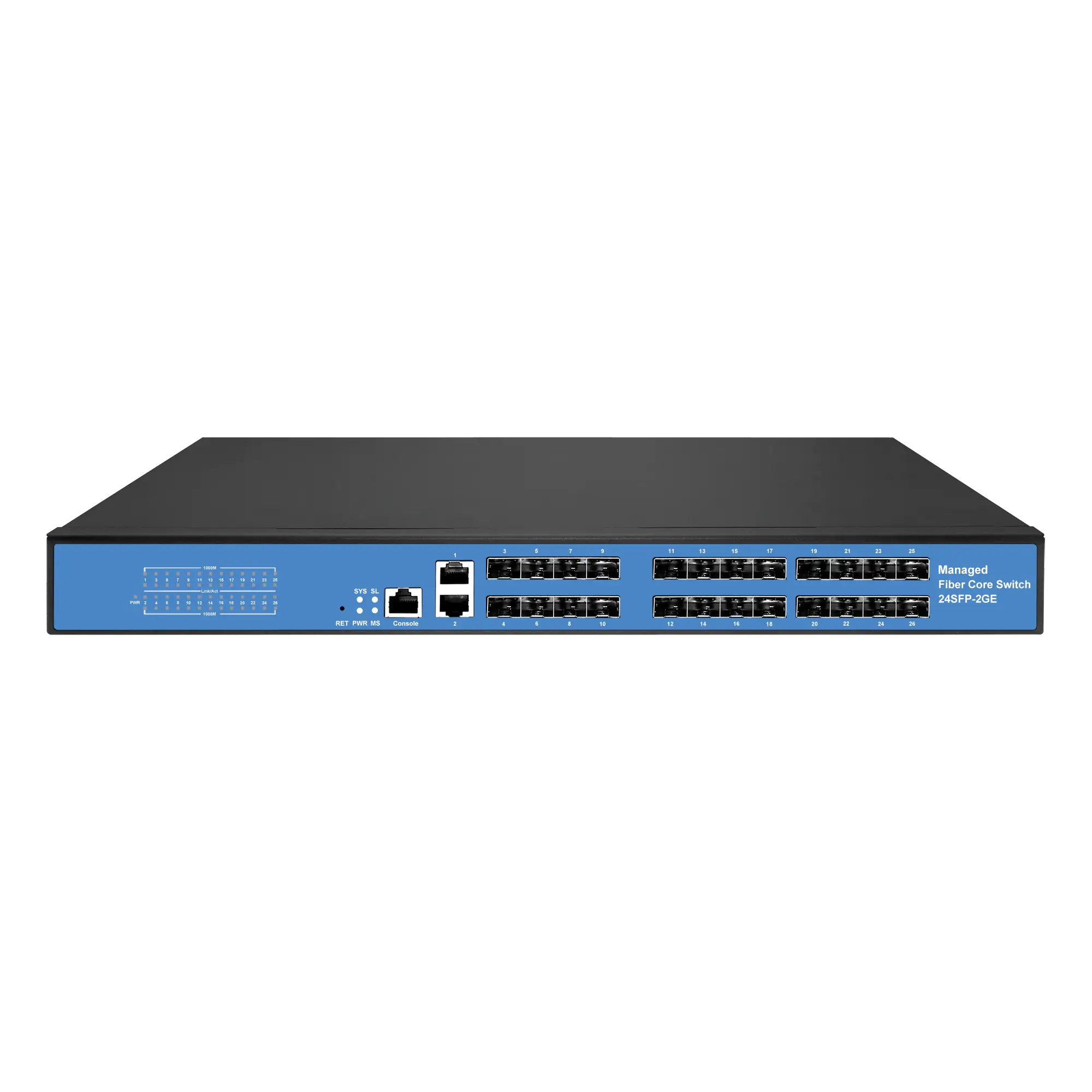 L2 Managed Ethernet Network Switch, X1550-24S2T, 24x1G SFP, 2x10/100/1000M RJ45