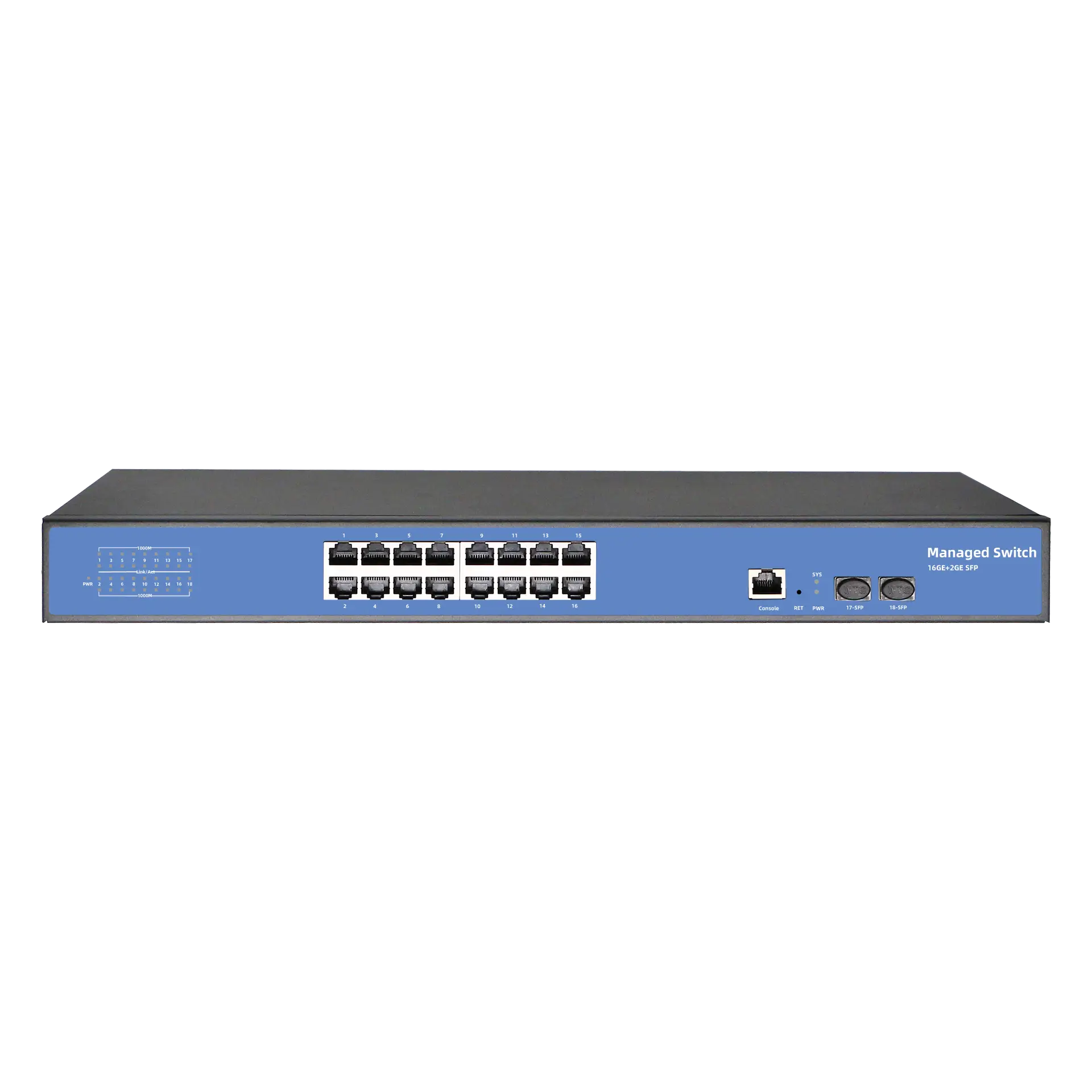 L2 Managed Network Ethernet Switch, X1550-16T2S, 16x10/100/1000M RJ45, 2x1G SFP